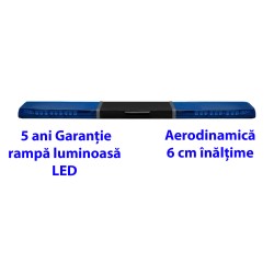Rampa semnalizare optica si acustica cu lumina albastra cu 48 LED-uri, sirena si difuzor 100W - Lungime 150 cm
